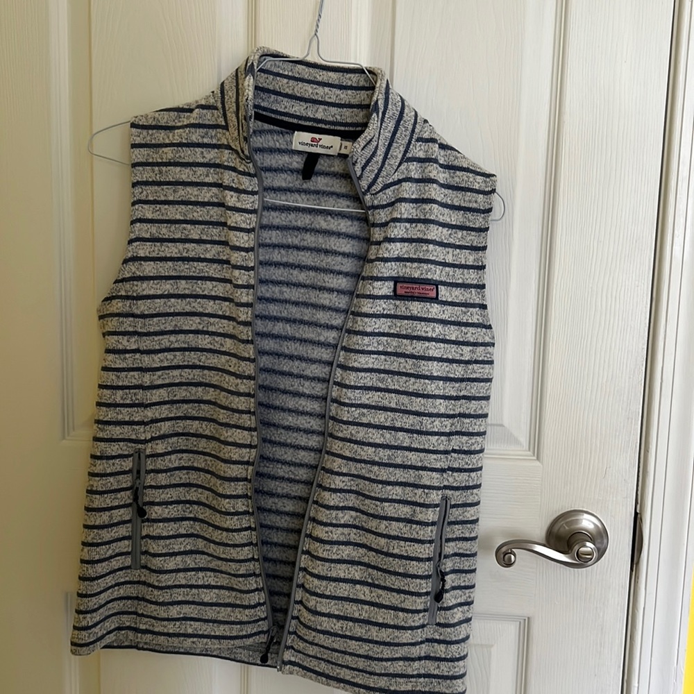 Vineyard vibes grey striped vest